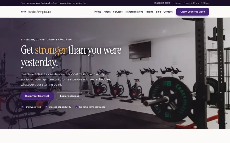 Sterling Barbell website design for fitness & gyms