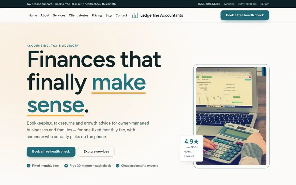 Sterling Ledger website design for accounting & tax