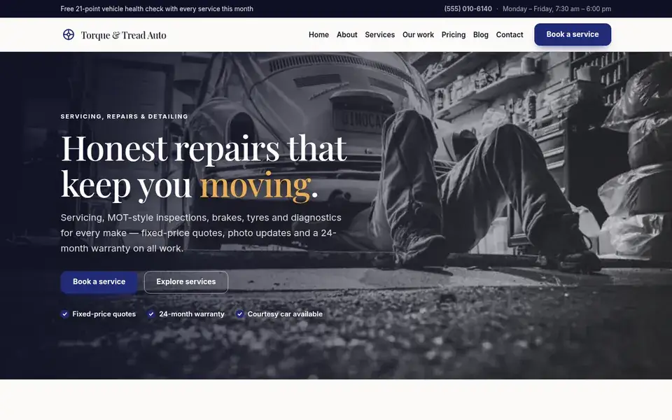 Sterling Torque website design for auto repair